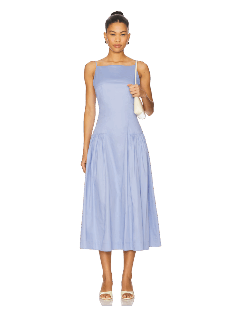 Pale blue drop waist dress for wedding guest