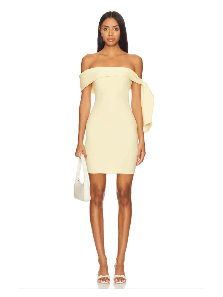 Yellow off shoulder woman's dress